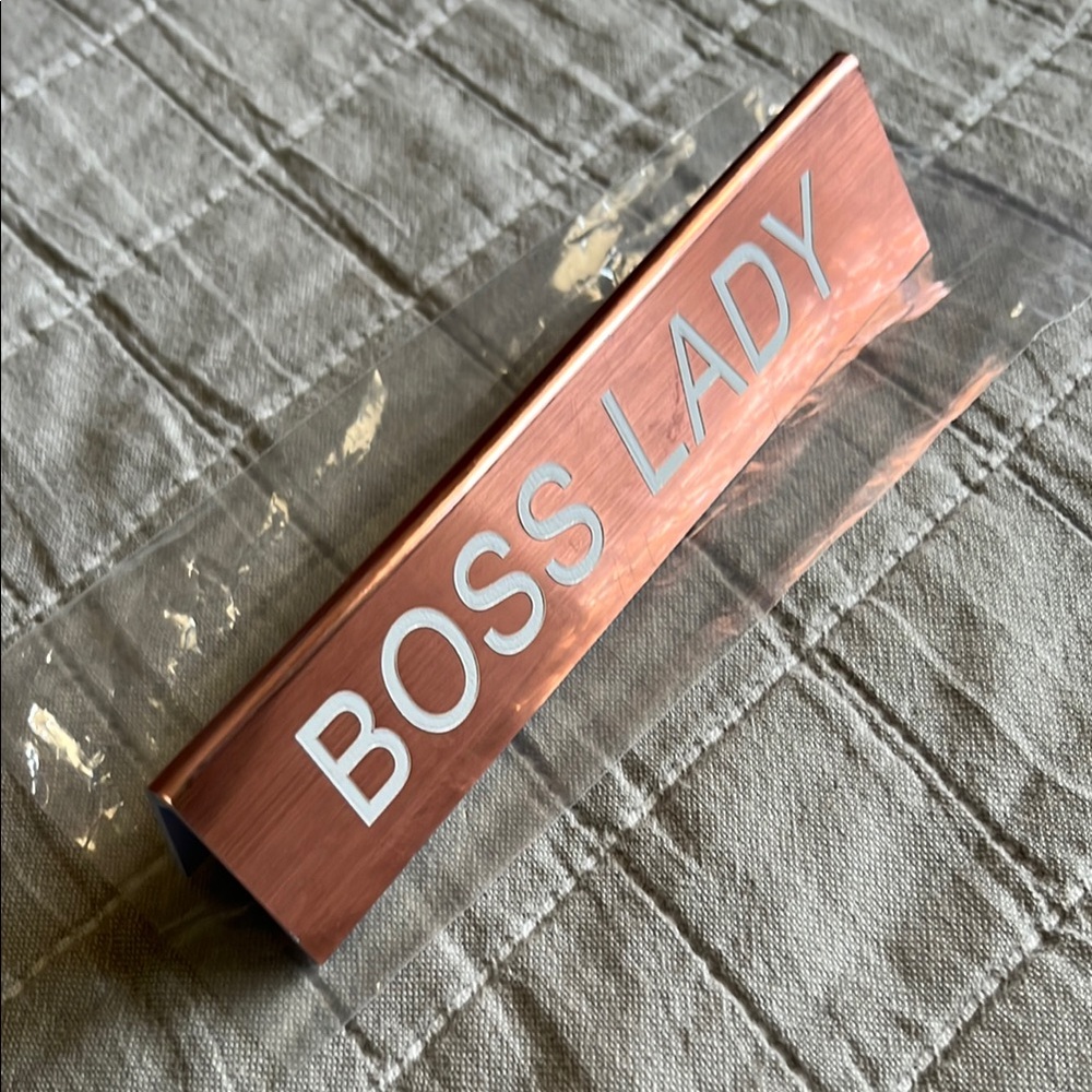 BOSS LADY desk sign, rose gold with white, from Paper Source - cute and fun!